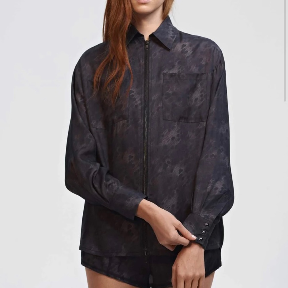 Kurt Cupro Shirt - Black/Animal - BLACK ANIMAL / M × 1